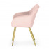 Set 2 scaune dining tapitate cu velur Luxano, cusaturi patrate, picioare aurii, 54x58x82 cm, roz [4]