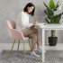 Set 2 scaune dining tapitate cu velur Luxano, cusaturi patrate, picioare aurii, 54x58x82 cm, roz [8]