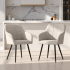 Set 2 scaune dining tapitate cu velur Luxano, cusaturi patrate, 54x58x82 cm, crem [5]