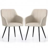 Set 2 scaune dining tapitate cu velur Luxano, cusaturi patrate, 54x58x82 cm, bej Set 2 scaune dining tapitate cu velur Luxano, cusaturi patrate, 54x58x82 cm, bej