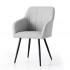Set 2 scaune dining tapitate cu velur Luxano, cusaturi patrate, 54x58x82 cm, gri deschis [2]