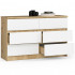 Comoda cu 6 sertare, PAL laminat, 120x40x77 cm, stejar artisan si alb [2]