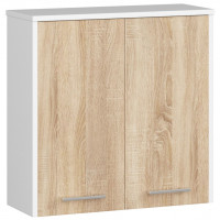 Dulap baie suspendat, cu 2 usi si 1 raft interior, PAL 16 mm, 60x23x60 cm, alb si stejar sonoma