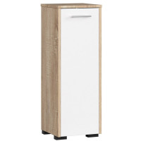 Dulap de baie tip baza, cu usa reversibila si raft interior, PAL 16 mm, 30x30x85 cm, stejar sonoma si alb Dulap de baie tip baza, cu usa reversibila si raft interior, PAL 16 mm, 30x30x85 cm, stejar sonoma si alb