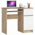 Birou computer PIKSEL, cu sertar, dulap si raft pentru tastatura, dreapta, 90x50x77 cm, stejar sonoma si alb [2]