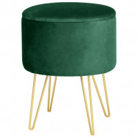 Taburet tapitat rotund Lili cu spatiu de depozitare, velur, 35x35x45 cm, verde Taburet tapitat rotund Lili cu spatiu de depozitare, velur, 35x35x45 cm, verde