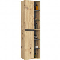 Dulap de baie suspendat cu 2 usi si 6 rafturi, PAL 16 mm, 50x30x170 cm, stejar artisan si gri Dulap de baie suspendat cu 2 usi si 6 rafturi, PAL 16 mm, 50x30x170 cm, stejar artisan si gri