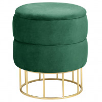 Taburet tapitat rotund Elza cu spatiu de depozitare, velur, 37x37x42 cm, verde smarald Taburet tapitat rotund Elza cu spatiu de depozitare, velur, 37x37x42 cm, verde smarald