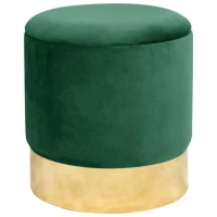 Taburet tapitat rotund Golden cu spatiu de depozitare, velur, 39x39x40 cm, verde Taburet tapitat rotund Golden cu spatiu de depozitare, velur, 39x39x40 cm, verde