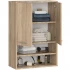 Dulap baie suspendat, cu 2 usi si 2 rafturi deschise, PAL 16 mm, 64x30x94 cm, stejar sonoma [3]