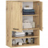 Dulap baie suspendat, cu 2 usi si 2 rafturi deschise, PAL 16 mm, 64x30x94 cm, stejar artisan [4]