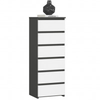 Comoda cu 6 sertare, PAL laminat 16 mm, 40x35x109 cm, gri si alb Comoda cu 6 sertare, PAL laminat 16 mm, 40x35x109 cm, gri si alb