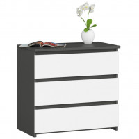 Comoda cu 3 sertare, PAL laminat 16 mm, 60x35x57 cm, gri si alb Comoda cu 3 sertare, PAL laminat 16 mm, 60x35x57 cm, gri si alb