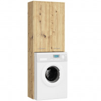 Dulap de baie cu 2 usi si 4 rafturi, pentru spatiul de deasupra masinii de spalat, 64x30x180 cm, stejar artisan