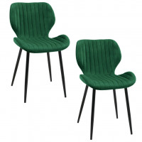 Set 2 scaune tapitate, din velur, picioare metalice, maxim 125 kg, 44x52x77 cm, verde Set 2 scaune tapitate, din velur, picioare metalice, maxim 125 kg, 44x52x77 cm, verde