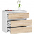 Comoda cu 3 sertare, PAL laminat 16 mm, 60x35x57 cm, alb si stejar sonoma [3]