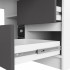 Birou colt dreapta in L cu 3 sertare si rafturi, PAL laminat 16 mm, 155x85x77 cm, alb si gri [6]
