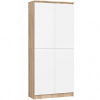 Dulap cu 8 etajere, PAL laminat 16 mm, 80x35x180 cm, stejar sonoma si alb