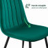 Set 4 scaune tapitate din catifea LUMO, 46x44x87 cm, sezut matlasat, picioare metalice, maxim 130 kg, verde [3]