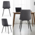 Set 4 scaune dining tapitate Nero din catifea, sezut matlasat, picioare metalice, 46x44x87 cm, maxim 130 kg, grafit inchis [8]
