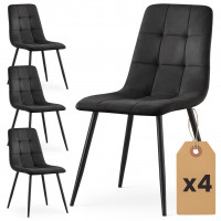 Set 4 scaune dining tapitate Nero din catifea, sezut matlasat, picioare metalice, 46x44x87 cm, maxim 130 kg, negru Set 4 scaune dining tapitate Nero din catifea, sezut matlasat, picioare metalice, 46x44x87 cm, maxim 130 kg, negru