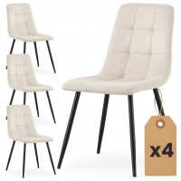 Set 4 scaune dining tapitate Nero din catifea, sezut matlasat, picioare metalice, 46x44x87 cm, maxim 130 kg, bej Set 4 scaune dining tapitate Nero din catifea, sezut matlasat, picioare metalice, 46x44x87 cm, maxim 130 kg, bej