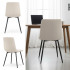 Set 4 scaune dining tapitate Nero din catifea, sezut matlasat, picioare metalice, 46x44x87 cm, maxim 130 kg, bej [7]
