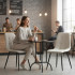 Set 4 scaune dining tapitate Nero din catifea, sezut matlasat, picioare metalice, 46x44x87 cm, maxim 130 kg, bej [8]