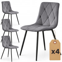 Set 4 scaune tapitate din catifea Milo, sezut matlasat, picioare metalice, 46x44x87 cm, maxim 130 kg, gri grafit Set 4 scaune tapitate din catifea Milo, sezut matlasat, picioare metalice, 46x44x87 cm, maxim 130 kg, gri grafit