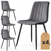 Set 4 scaune dining tapitate din catifea, capitonate Livo, 46x44x87 cm, maxim 130 kg, gri inchis Set 4 scaune dining tapitate din catifea, capitonate Livo, 46x44x87 cm, maxim 130 kg, gri inchis