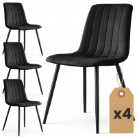 Set 4 scaune dining tapitate din catifea, capitonate Livo, 46x44x87 cm, maxim 130 kg, negru Set 4 scaune dining tapitate din catifea, capitonate Livo, 46x44x87 cm, maxim 130 kg, negru