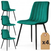 Set 4 scaune dining tapitate din catifea, capitonate Livo, 46x44x87 cm, maxim 130 kg, verde Set 4 scaune dining tapitate din catifea, capitonate Livo, 46x44x87 cm, maxim 130 kg, verde