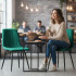 Set 4 scaune dining tapitate din catifea, capitonate Livo, 46x44x87 cm, maxim 130 kg, verde [10]