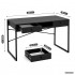 Birou stil industrial, MDF melaminat, cu 2 sertare si raft, cadru metalic, 123x48x81 cm, negru [3]