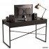 Birou stil industrial, MDF melaminat, cu 2 sertare si raft, cadru metalic, 123x48x81 cm, negru [4]
