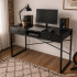 Birou stil industrial, MDF melaminat, cu 2 sertare si raft, cadru metalic, 123x48x81 cm, negru [8]