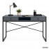 Birou stil industrial, MDF melaminat, cu 2 sertare si raft, cadru metalic, 123x48x81 cm, gri grafit [2]