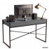 Birou stil industrial, MDF melaminat, cu 2 sertare si raft, cadru metalic, 123x48x81 cm, gri grafit [4]