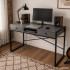 Birou stil industrial, MDF melaminat, cu 2 sertare si raft, cadru metalic, 123x48x81 cm, gri grafit [8]