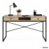 Birou stil industrial, MDF melaminat, cu 2 sertare si raft, cadru metalic, 123x48x81 cm, stejar sonoma [2]