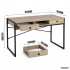 Birou stil industrial, MDF melaminat, cu 2 sertare si raft, cadru metalic, 123x48x81 cm, stejar sonoma [3]