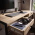 Birou stil industrial, MDF melaminat, cu 2 sertare si raft, cadru metalic, 123x48x81 cm, stejar sonoma [6]