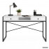 Birou stil industrial, MDF melaminat, cu 2 sertare si raft, cadru metalic, 123x48x81 cm, alb [2]