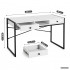 Birou stil industrial, MDF melaminat, cu 2 sertare si raft, cadru metalic, 123x48x81 cm, alb [3]