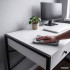 Birou stil industrial, MDF melaminat, cu 2 sertare si raft, cadru metalic, 123x48x81 cm, alb [4]