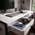Birou stil industrial, MDF melaminat, cu 2 sertare si raft, cadru metalic, 123x48x81 cm, alb [5]