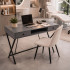 Birou stil industrial, MDF melaminat, cu 2 sertare si raft, cadru metalic, 120x50x81 cm, gri grafit [9]