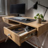 Birou stil industrial, MDF melaminat, cu 2 sertare si raft, cadru metalic, 120x50x81 cm, stejar artisan [6]