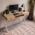 Birou stil industrial, MDF melaminat, cu 2 sertare si raft, cadru metalic, 120x50x81 cm, stejar artisan [8]