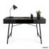 Birou industrial, MDF melaminat, cu 2 sertare si raft, cadru metalic, 120x50x81 cm, negru [2]